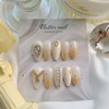 Gold Glitter Gras Handmade Nail Tips✨️ - Almond / 골드