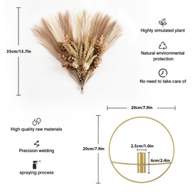 Pretty Jolly Wall Decor, Fall Wall Metal vase Decoration Holder, Wall Art Artificial Greenery, Farmhouse, Boho Silk Floral Arrangements Gold Ring9