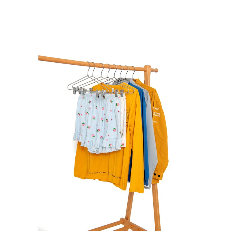 Quality Metal Pant/Skirt Blouse Hanger 10-Pack, Heavy-Duty Skirt Hangers with