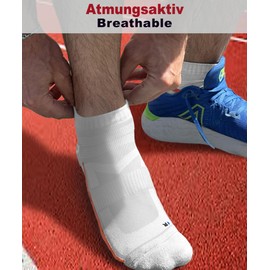 sesto senso 4 or 8 Pairs Running Socks Quarter Sport Socks Men Women, 8 x white with orange