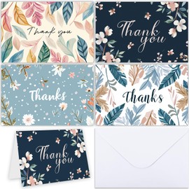 48 Pcs Floral Thank You Cards With Envelopes,Painted Florals Blank Greeting Cards,Blank Thank You Cards,3.7x5.2 Inch Painted Florals Design,Thank You Notes for Wedding,Baby Shower,Bridal Showers