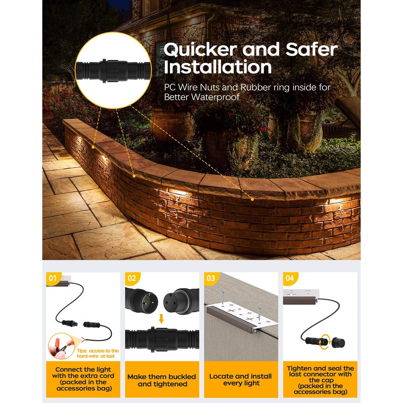 6 Pack 7 Inch Retaining Wall Lights, 2.5W Hardscape Step