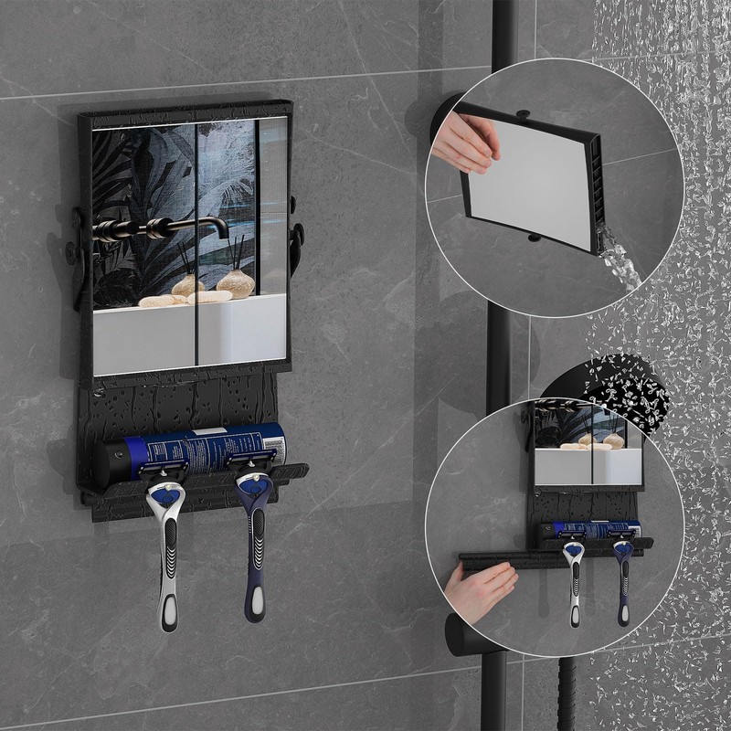 Shower Mirror fogless for Shaving - Dual-Sided 1X/3X Magnification, Anti-Fog