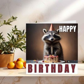 Raccoon Birthday Card with Envelope 145mm x 145mm