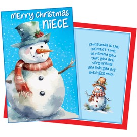 Chuck's Card-O-Rama - Niece Christmas Card - MADE in CHICAGO - Large Card Opens to 10" x 7.75" - Packaged in Extra Sturdy Mailer - Merry Christmas Niece - 1007