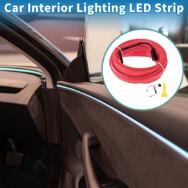 A ABSOPRO 4m EL Wire Cable LED Glow String Light Car Interior Lighting Strip Flexible Neon Light for Car Decoration Wiring Driver(12v) Pink