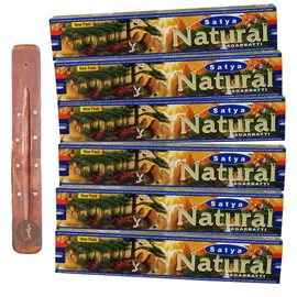 Satya Nag Champa Natural Incense Sticks | x6 pack | with SAMASIA incense sticks holder | Used for Aromatherapy, Spa, Yoga, Weddings, Meditation, Healing, Positivity and Relaxation