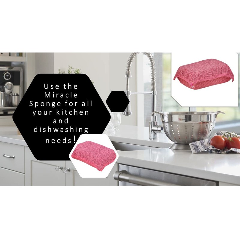 Miracle Microfiber Scrubbing Sponge, Red Extra Scrubbing Power Sponge for
