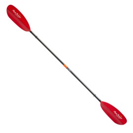 AQUA BOUND Sting Ray Hybrid Kayak Paddle - Carbon Shaft/Composite Blade, 2 Piece (Posi-Lok), Sunset Red, 240 cm
