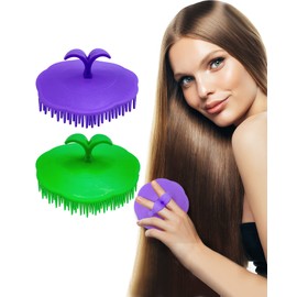 Kissfee Hair Scalp Brush Dandruff Cleaning Brush Shower Scalp Shampoo Brush Scalp Massager, 2 Pack (Purple and Green)