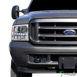 TLAPS 7422438022059 Compatible With 1999-2004 Ford F250 F350 F450 F550 Superduty / 2000-2004 Excursion Chrome Housing Headlights With LED & Amber Reflector 1-Piece Design