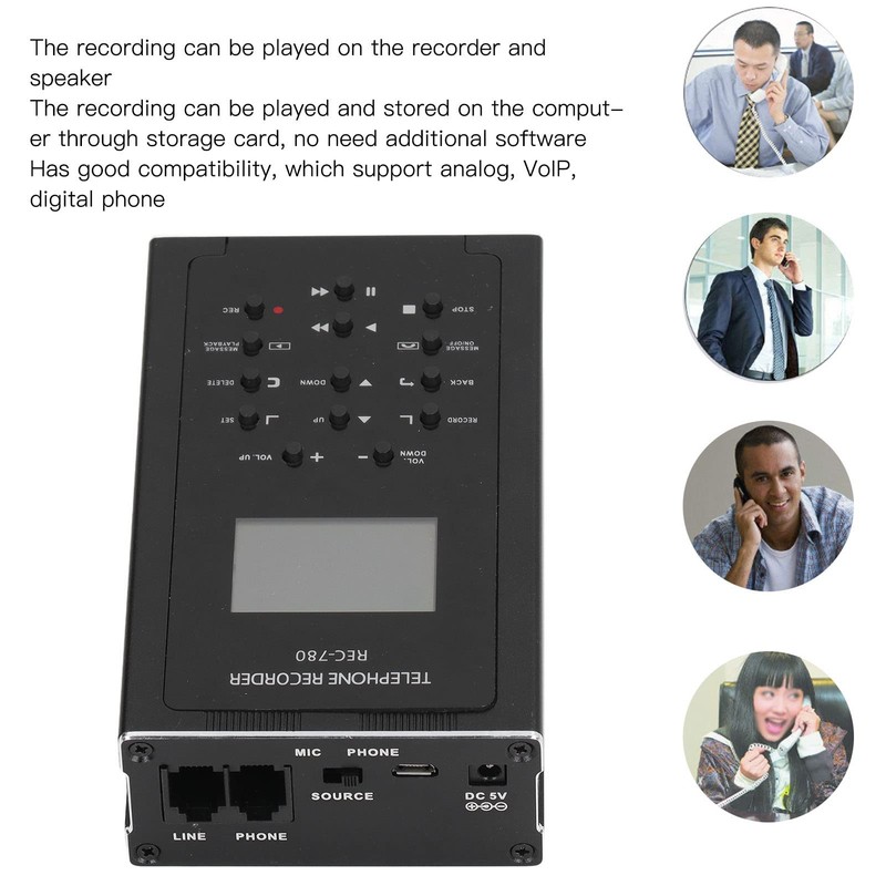 Telephone Recorder, Built-in 32GB Storage, Mini Automatic Telephone Recording Device,