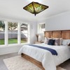 ATOLOMOTOR 14"×12" Stained Glass Bowl Shade Ceiling Light,Tiffany Style Pendant