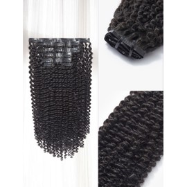 LUVME Curly Clip in Hair Extensions Real Human Hair Kinky Curly Clip Ins Fullness with 1 Pack for Women Brazilian Remy Human Hair Natural Black 135g 9pcs 14Inch