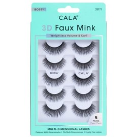CALA - "3D Fauk Mink" pestañas postizas multidimensionales y ligeras (5 pares de pestañas, Bossy)