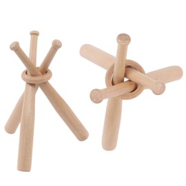 BaseGoal Wooden Baseball Softball Stand Display Consists of 3 Mini Baseball Bat and 1 Wooden Circles