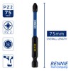 10 x Rennie Tools 75mm Long PZ2 Impact Screwdriver Driver