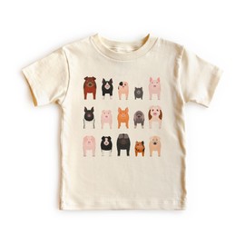 Pigs In A Row Kids Shirt - Cute Pig Species Farm Barn Animals Outfit - Cute Girls & Boys Natural Toddler Youth Graphic Tee