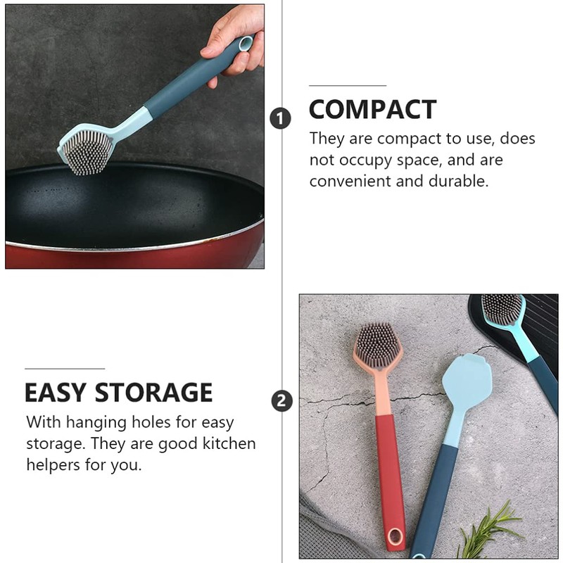 HEMOTON Silicone Dish Brush 2pcs Silicone Pot Cleaning Brushes Dish