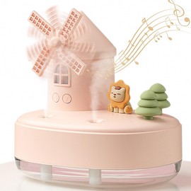 Humidifier for Bedroom,Portable Humidifier,Baby humidifier with rotating windmill and music box,double spray nozzles,two spray modes and Ambient Light,suitable for children,bedroom and office