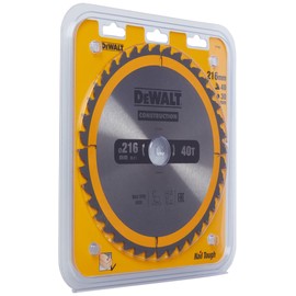 Dewalt DT1953-QZ DT1953-QZ-Hoja para construcción 216x30mm 40D, Yellow/Black, 216/30 mm 40WZ