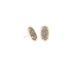 Kendra Scott Ellie Stud Earrings for Women, Fashion Jewelry, 14k Gold-Plated, Platinum Drusy