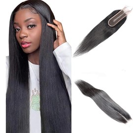 2x6 Closure Human Hair Brazilian Human Hair Straight Lace Closure 100% Unprocessed Human Hair 2x6 Lace Closure Natural Black Color Wet and Wavy Hair Closure Natural Color 18 Inch