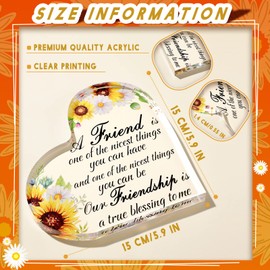 Spiareal Friends Gifts for Women Friendship Bestie Plaque for Female Best Flower Sister Birthday Thank You Gift for Women Acrylic Friendship(Sunflower)