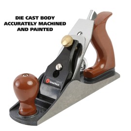 GreatNeck C4 Bench Hand Plane (9 Inch), 2 Inch Cutter, Adjustable to Control the Blade, Cast Iron Body, Quality Plastic Ergonomic Handles