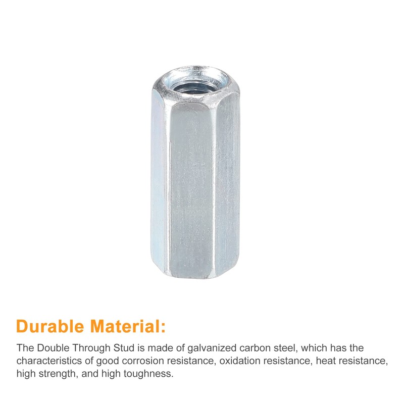 sourcing map 20pcs M5x8x20mm Coupling Nuts - Galvanized Carbon Steel