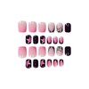 24pcs Press on Nails Short Square False Nails Black Pink