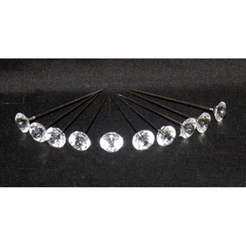 10 x DIAMANTIE LAPEL PINS IDEAL FOR CORSAGE'S, BUTTON HOLES