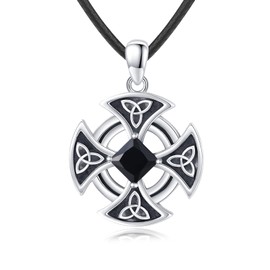 ABIGY Keltische Kreuz Halskette, 925 Sterling Silber Wikinger Halskette mit keltischem Knoten Anhänger für Herren Amulett Kreuz Schmuck Geschenk zum Geburtstag Weihnachten