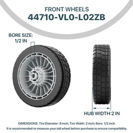 8" HRR216 Replacement Wheel Kit Compatible with Honda HRR Series Walk Behind Lawn Mower – Includes 2 Drive Wheels Rear Wheels (42710-VE2-M02ZE) and 2 Front Wheels (44710-VL0-L02ZB)hrr216k10vkaa Wheels