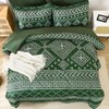 Yiran Dark Green Comforter Queen Size, 7 Piece Boho Aztec