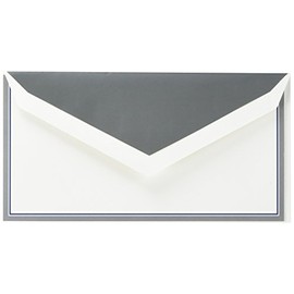 Crane & Co. Charcoal and Navy Border Monarch Correspondence Card (CC7400),Pearl White