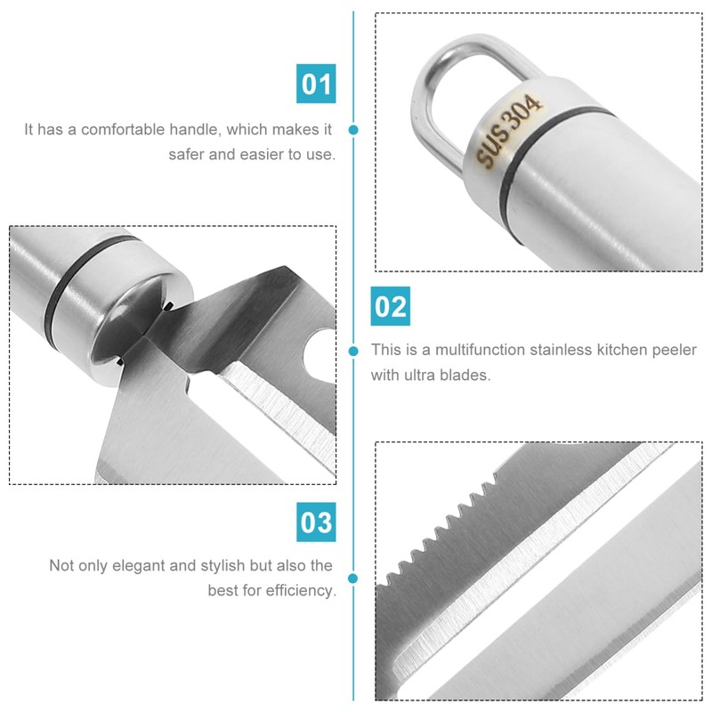 BESTONZON Multifunction Paring Knife Stainless Steel Peeler Gourd Grater Parer