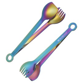 MSY BIGSUNNY Multicolor Small Serving Tongs - 6 Inches Premium Stainless Steel Appetizer Tongs, Set of 4