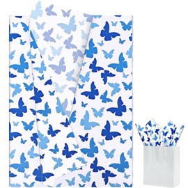 Hjvvr Tissue Paper,20sheets Wrapping Paper with Blue Butterfly,50x35cm for Birthday Party Decoration,Gift Packing
