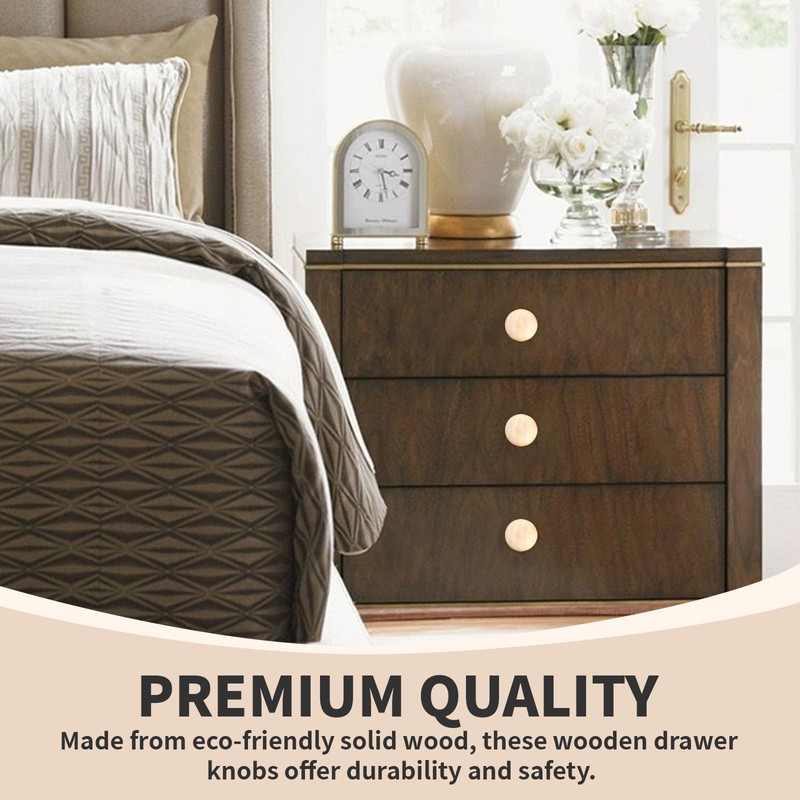 Benaewa 8 Pcs Wooden Door Knobs with Screws, 35mm*25mm Drawer