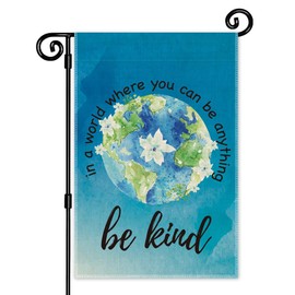 JMYROG In A World Where You Can Be Anything Be Kind Welcome Garden Flag, 12 x 18 Inch Double Sided Outdoor Indoor Decor Flag, Earth Peace Equality Ally Yard Flag Gifts for Families Friends