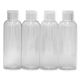 Palm Safe 4x Empty 100ml Clear Plastic Travel Bottles with Flip Cap