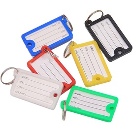 72 Piezas Etiquetas de Plástico con Etiqueta, 6 colores Etiquetas de Llave con Ventana de Etiqueta de Anillo Dividido, Etiqueta de Identificación de Llaves para Oficina, Escuela, Hogar y Equipaje