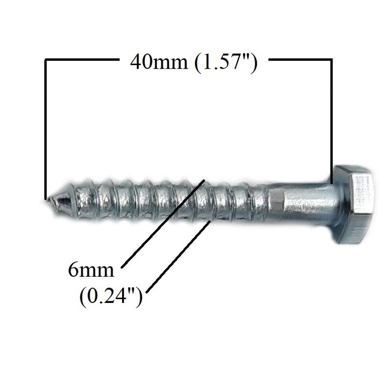 Coach Screws Hex Head Width 10mm Half Thread Zinc Plated