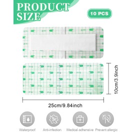 GRETY Wasserdicht Transparent Bandage,10 Stück Duschpflaster,Wasserdichtes Pflaster, Wasserfeste Pflaster,Verwendet zum Schwimmen, Sport und Duschen,10 * 25CM