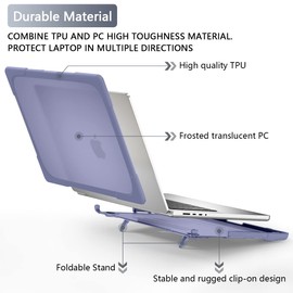 Batianda Compatible with New MacBook Pro 16 inch Case 2024 M4 Chip 2023 2021 Release with M3 M2 Pro Max, Heavy Duty Protective Plastic Hard Shell with Fold Kickstand & Keyboard Cover, Lavender Grey