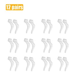 12 Pairs Eyeglasses Ear Grips, Anti-Slip Elastic Comfort Glasses Retainers for Sunglasses, Reading Glasses Eyewear(white)