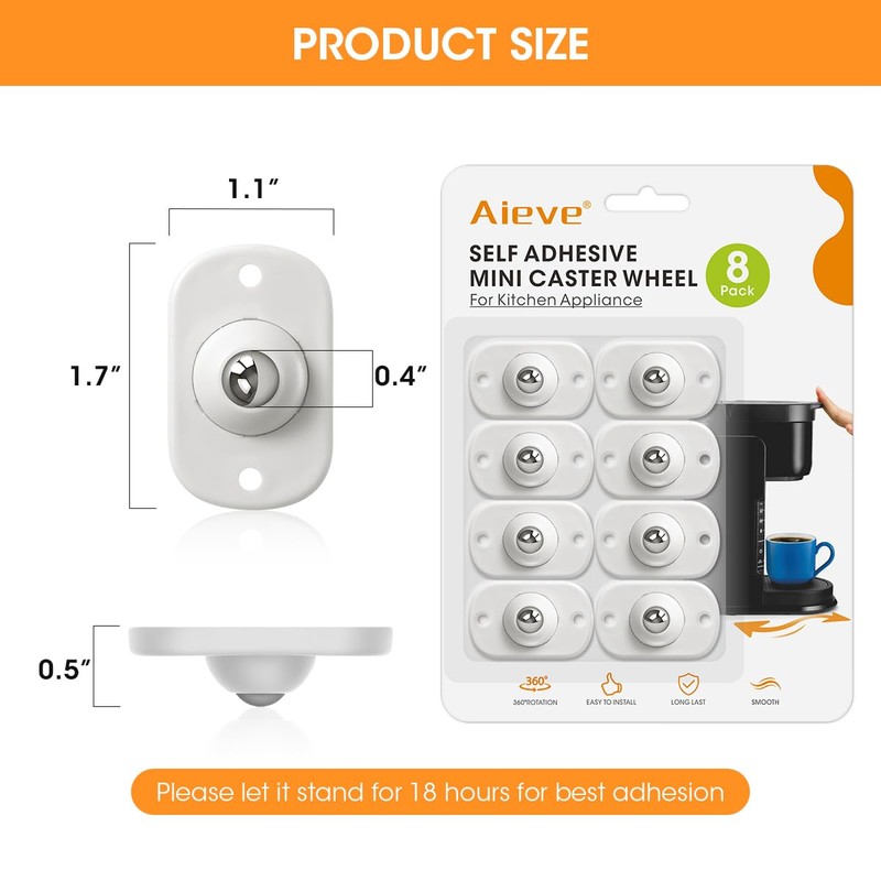 Aieve Appliance Rollers, 8 Pack Small Appliance Slider, Self Adhesive