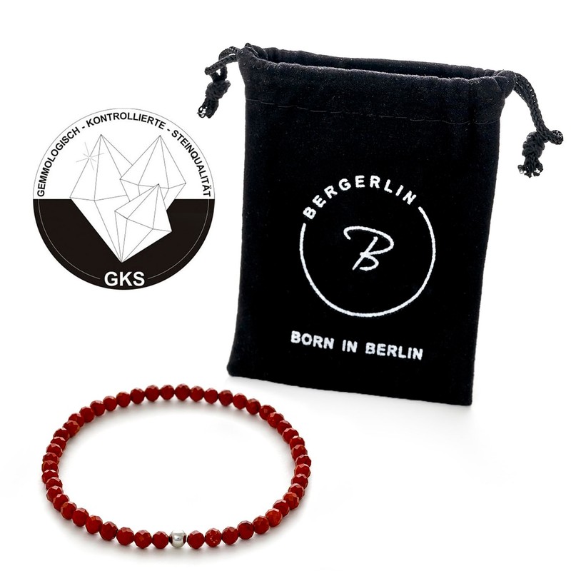 BERGERLIN Genuine Natural Stone Bracelet with 925 Sterling Silver Pearl