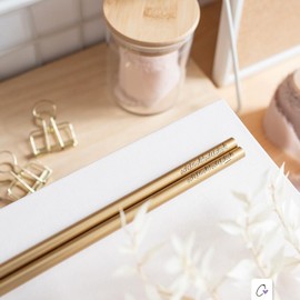 Odernichtoderdoch Pencils Set of 2 Gold Coloured Pencils Printed HB Hardness